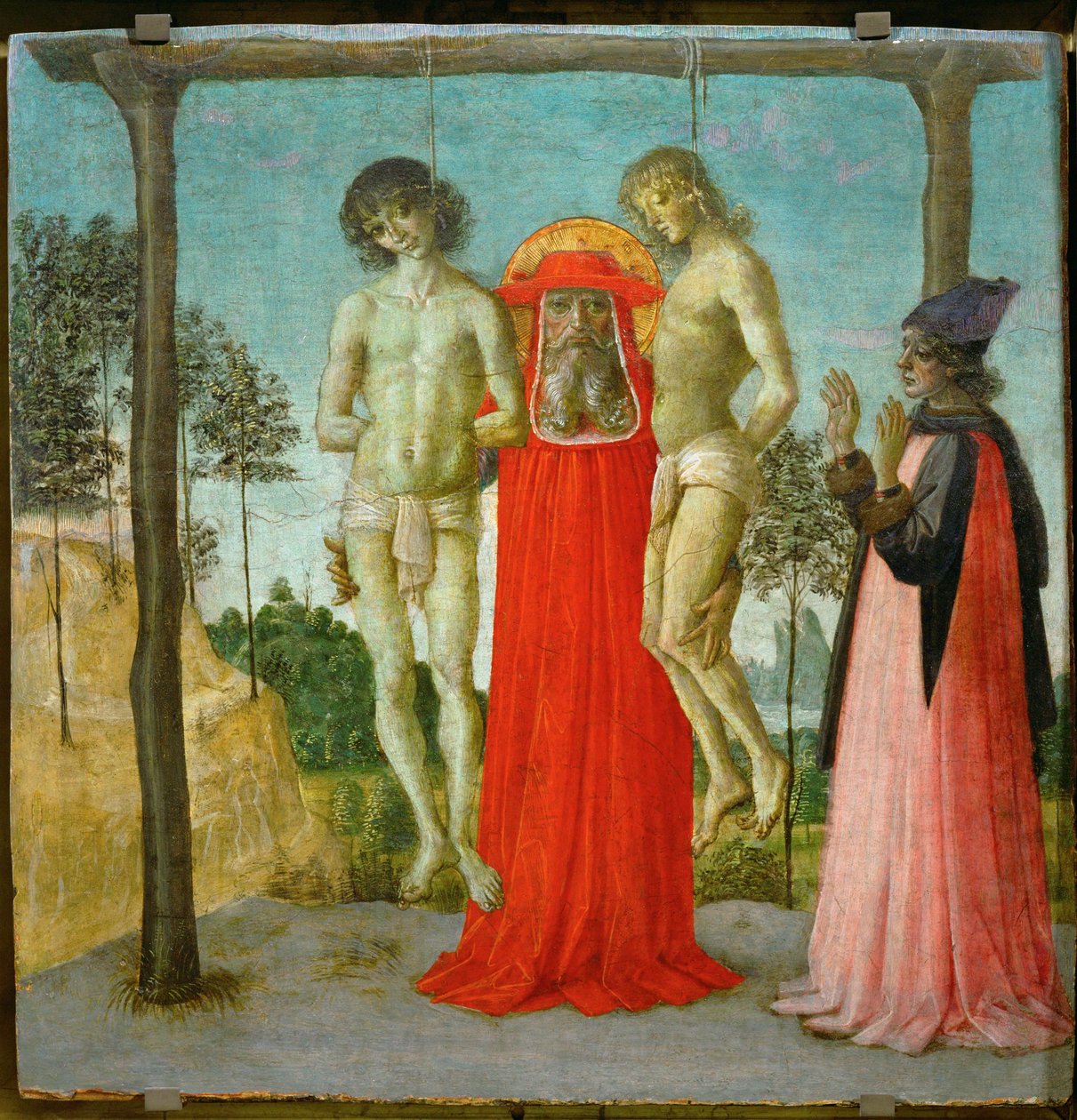 Saint Jérôme soutenant deux jeunes pendus ... - Pietro (studio of) Perugino