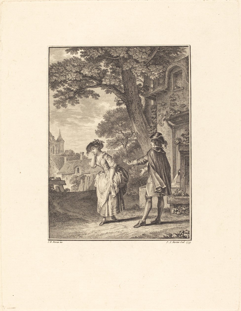 Le Devin du Village (Colette pleurant) - Pietro Antonio Martini after Jean Michel Moreau