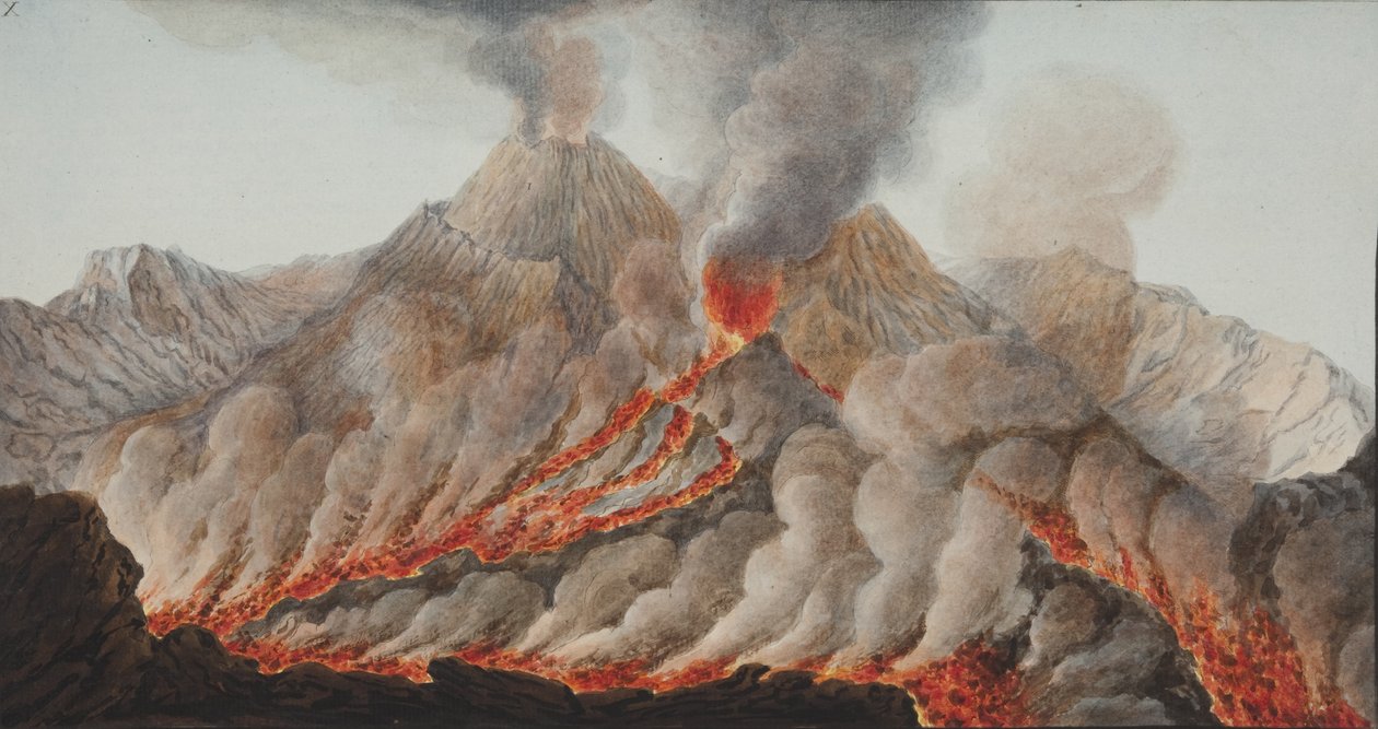 Planche X de Campi Phlegraei : Observations des volcans des deux Siciles par William Hamilton, 1776 - Pietro Fabris