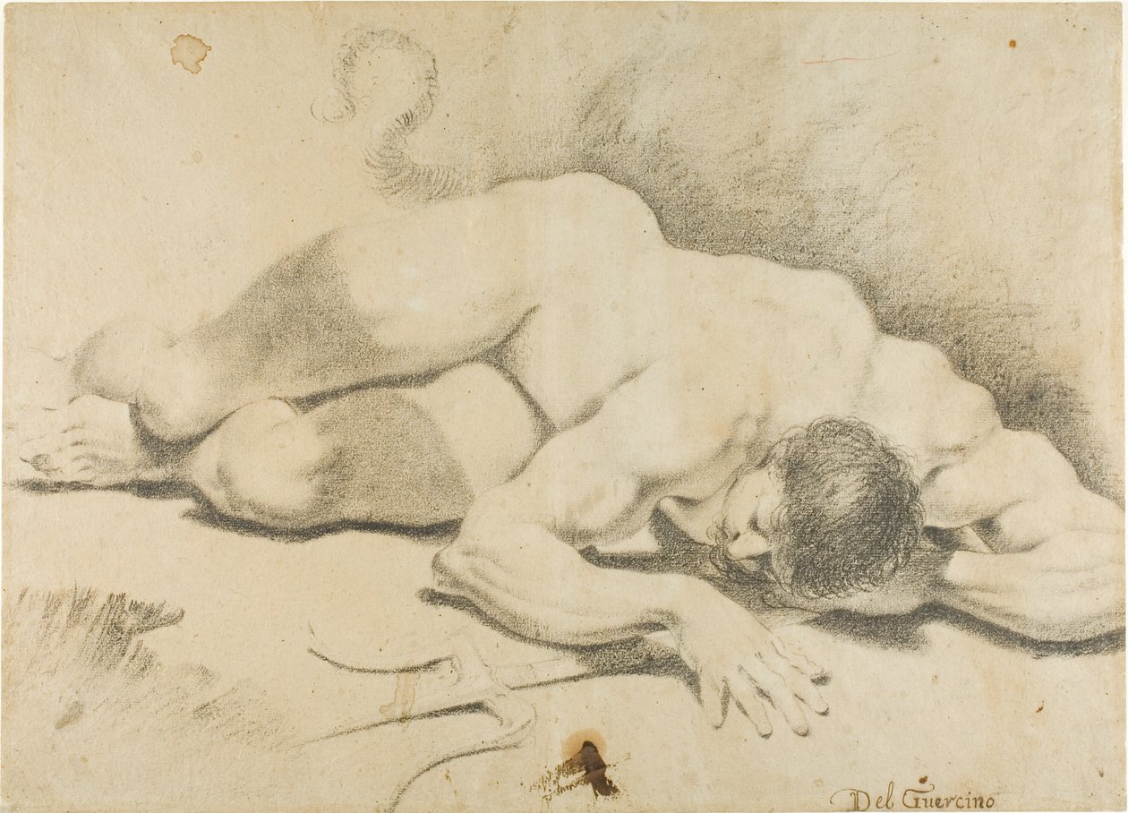 Nu masculin allongé, avec trident - Pietro Faccini