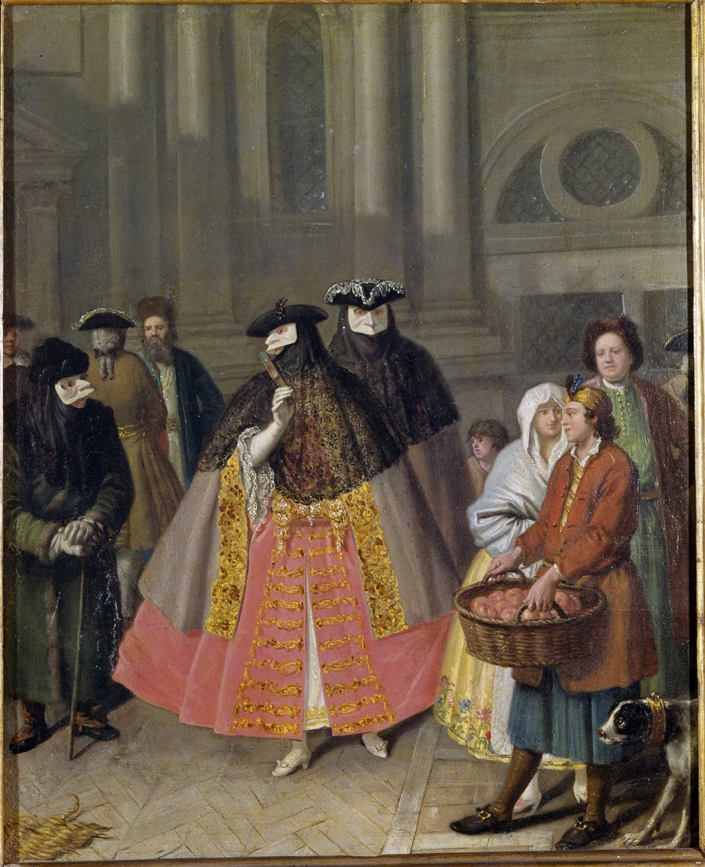 Conversation avec des masques ou le vendeur de pommes - Pietro Longhi