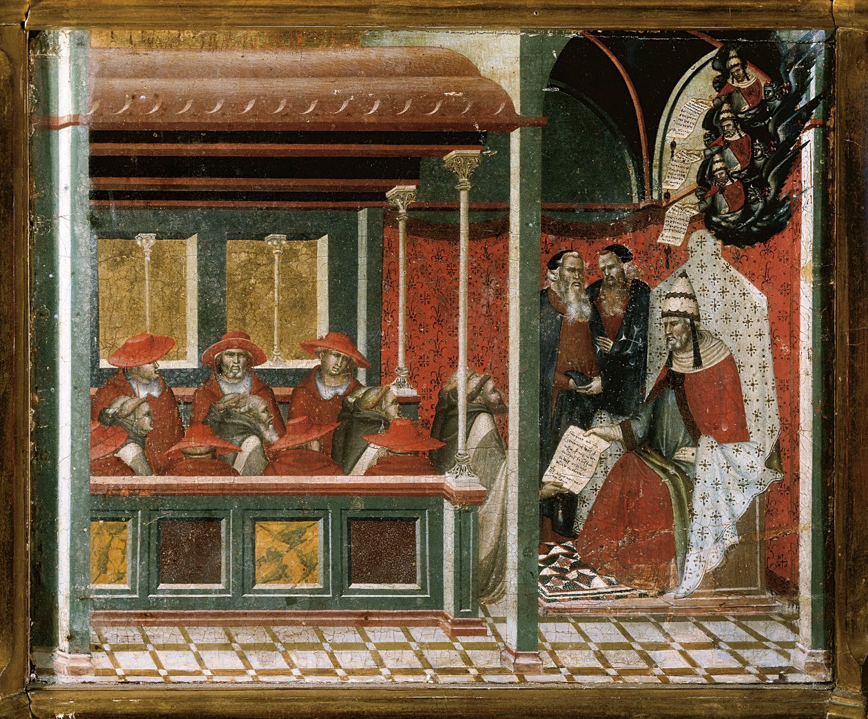 Le pape Honorius III approuvant la règle carmélite (détail) - Pietro Lorenzetti