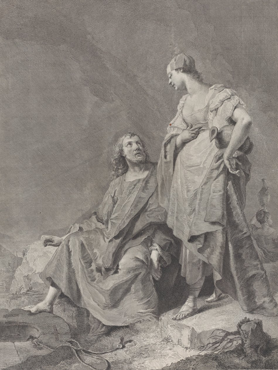 Christ et la femme de Samarie au puits, de la série de 112 estampes du sacré, 1743-63 - Pietro Monaco