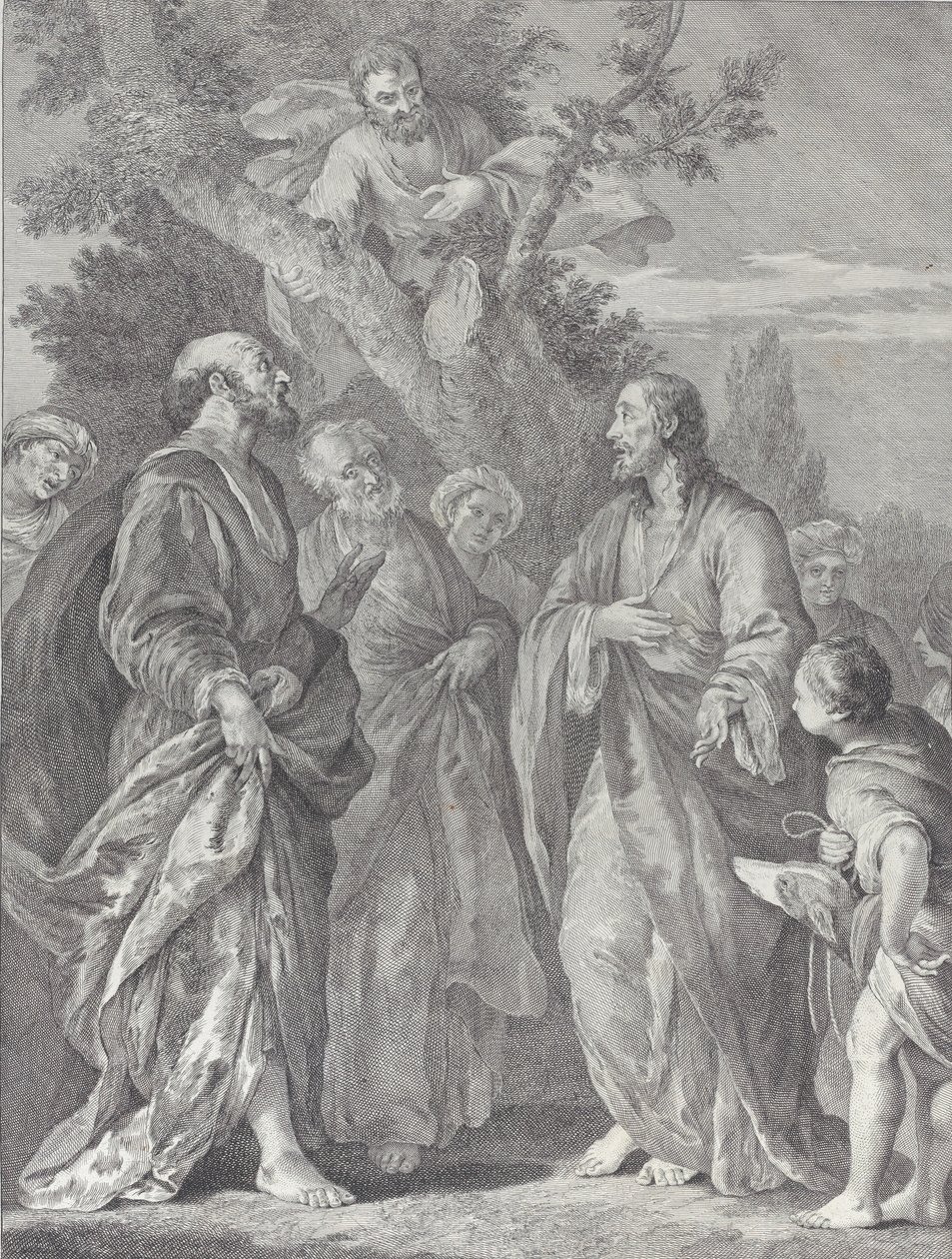 Conversion de Zachée, avec le Christ à droite s