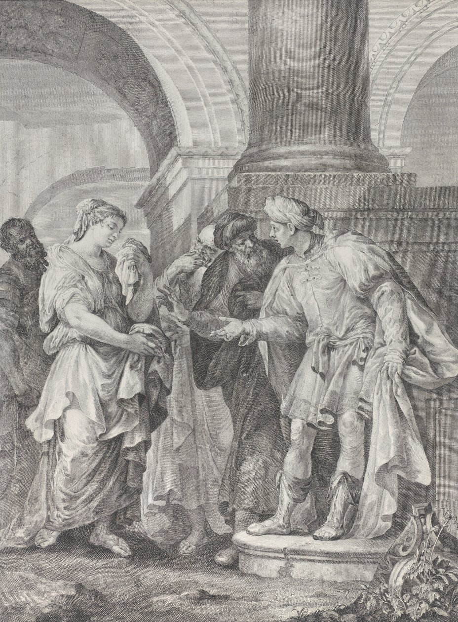 Daniel discute avec les anciens tandis que Susanna se tient à gauche, 1732-50 - Pietro Monaco