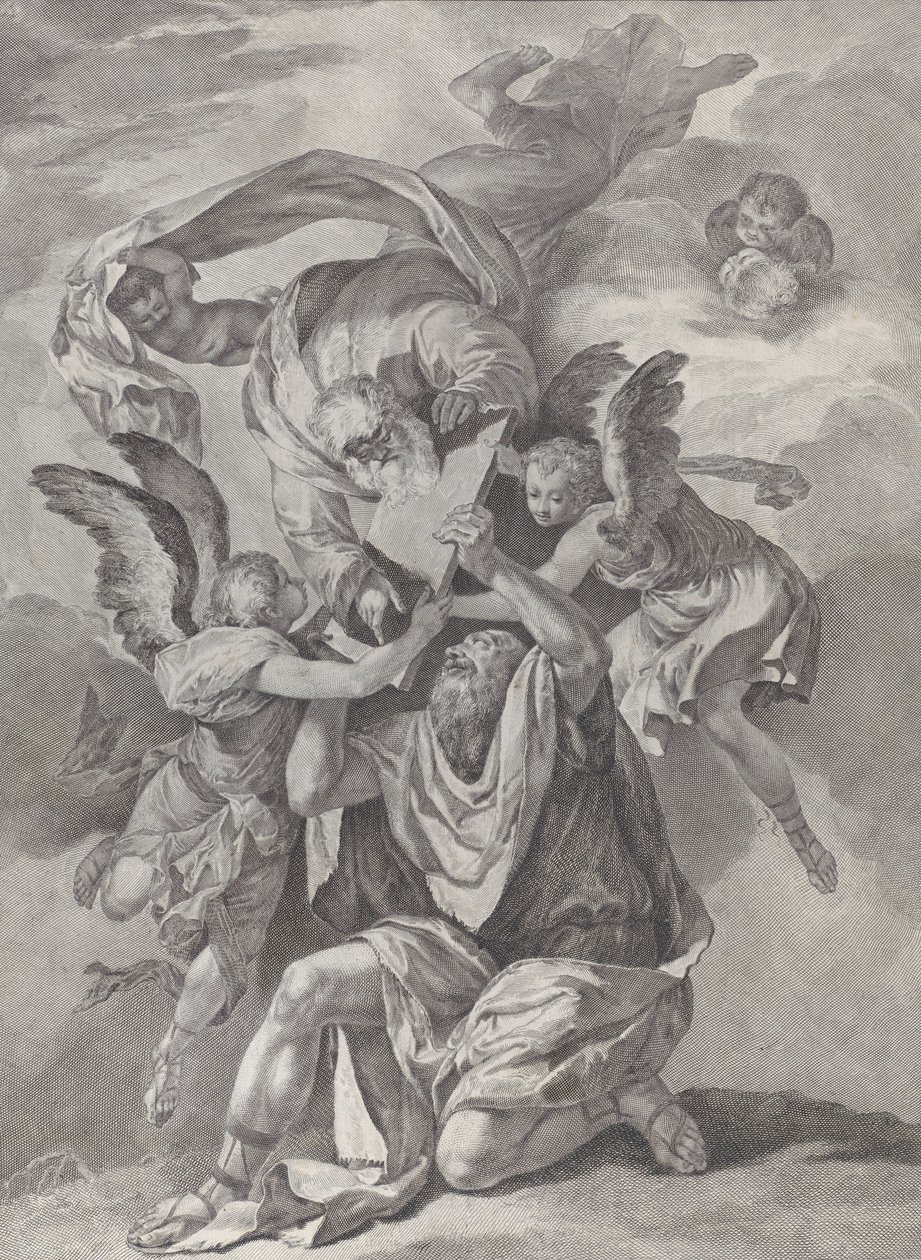 Moïse recevant les Tables de la Loi de Dieu qui descend des cieux, ca. 1730-39 - Pietro Monaco