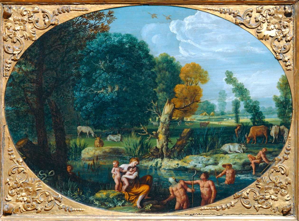 Latone metamorphosant les paysans de Lycie en grenouilles - Latone changing the farmers of Lykia into frogs ... - Pietro Paolo Bonzi