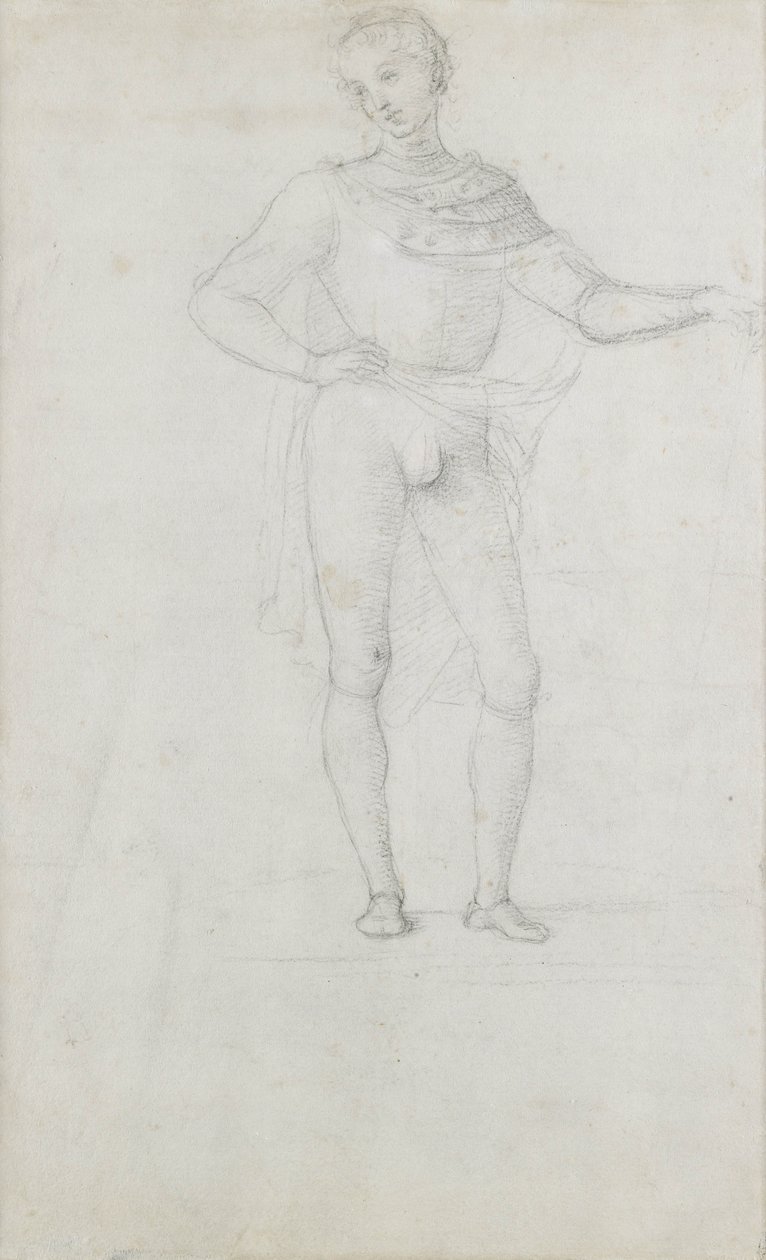Étude pour une figure dans une Adoration des Mages (craie noire) - Pietro Perugino