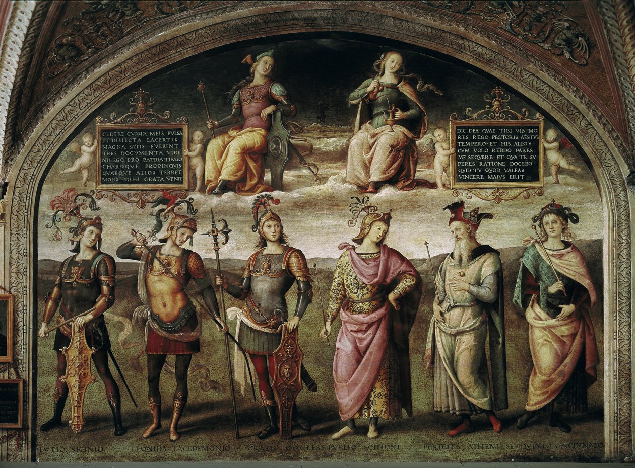 Force et tempérance avec six héros antiques (autoportrait de l