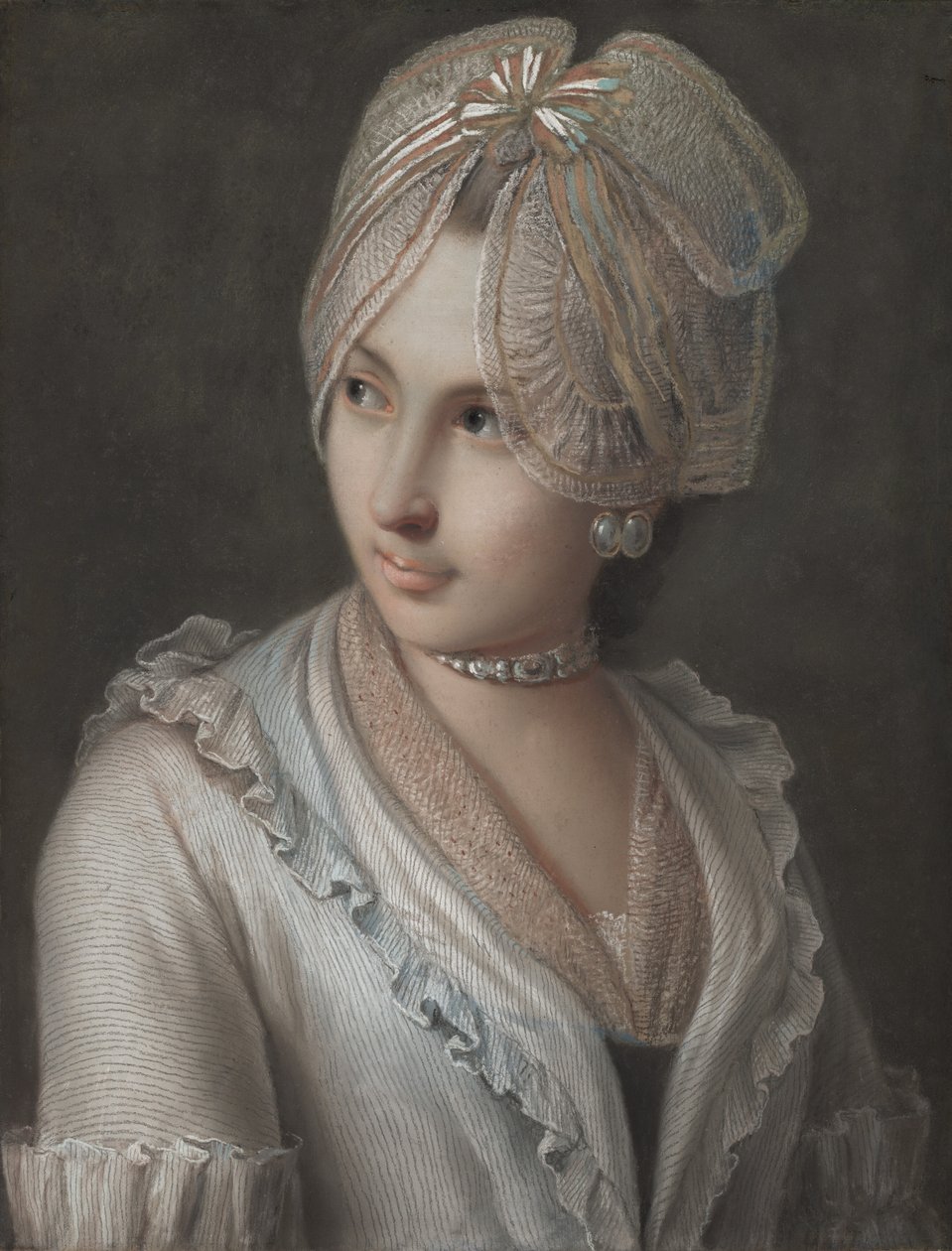 Une jeune femme élégante avec une coiffe en dentelle - Pietro Antonio Rotari
