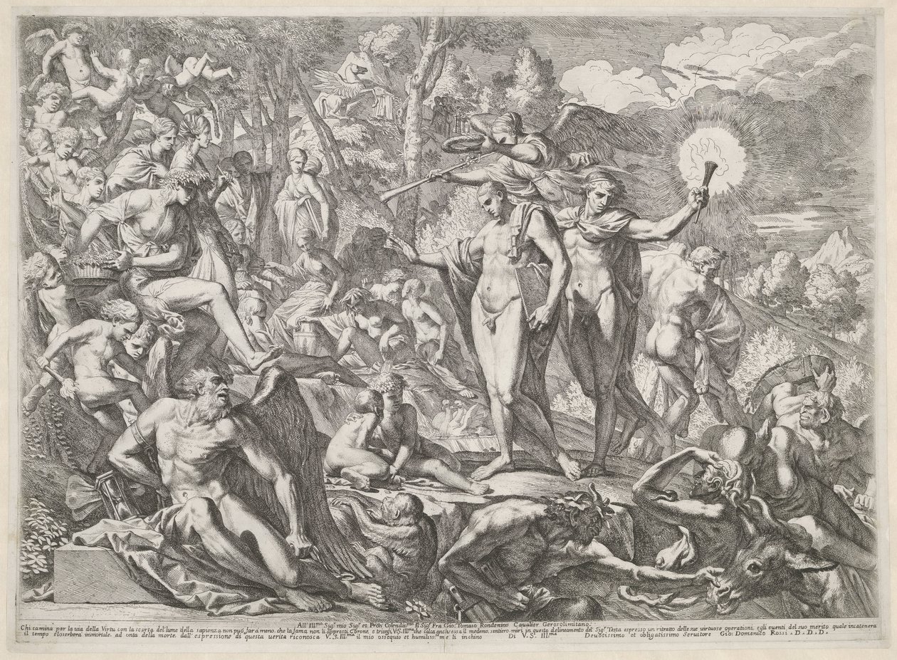 Jeune homme arrivant sur le Parnasse par le chemin de la Vertu - Pietro Testa