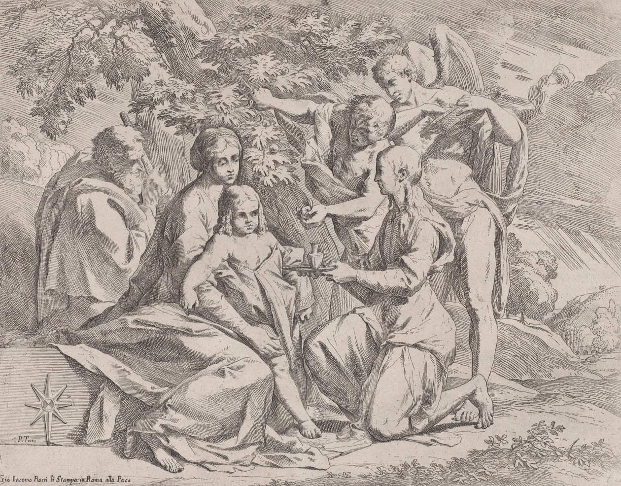 La Sainte Famille nourrie par des anges, vers 1642-44 - Pietro Testa