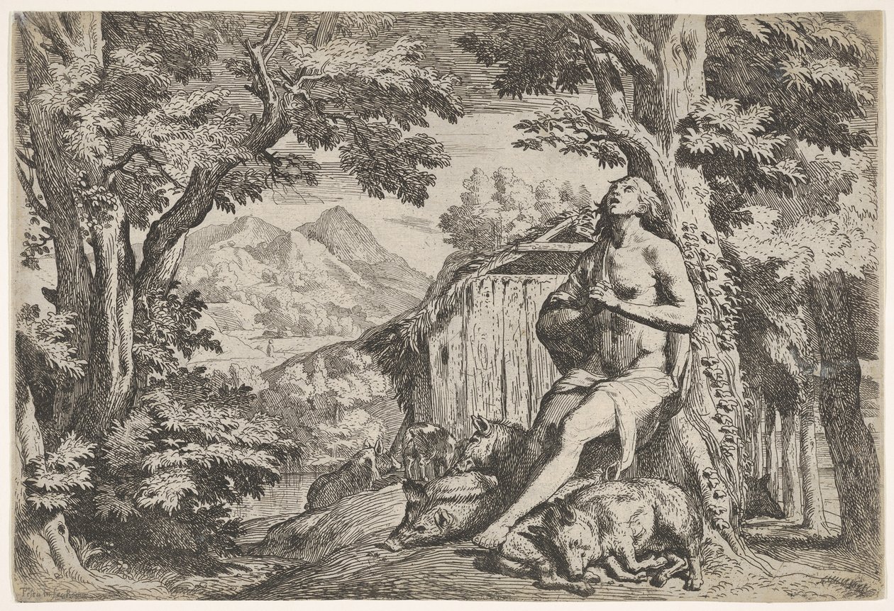 Le fils prodigue assis à la base d