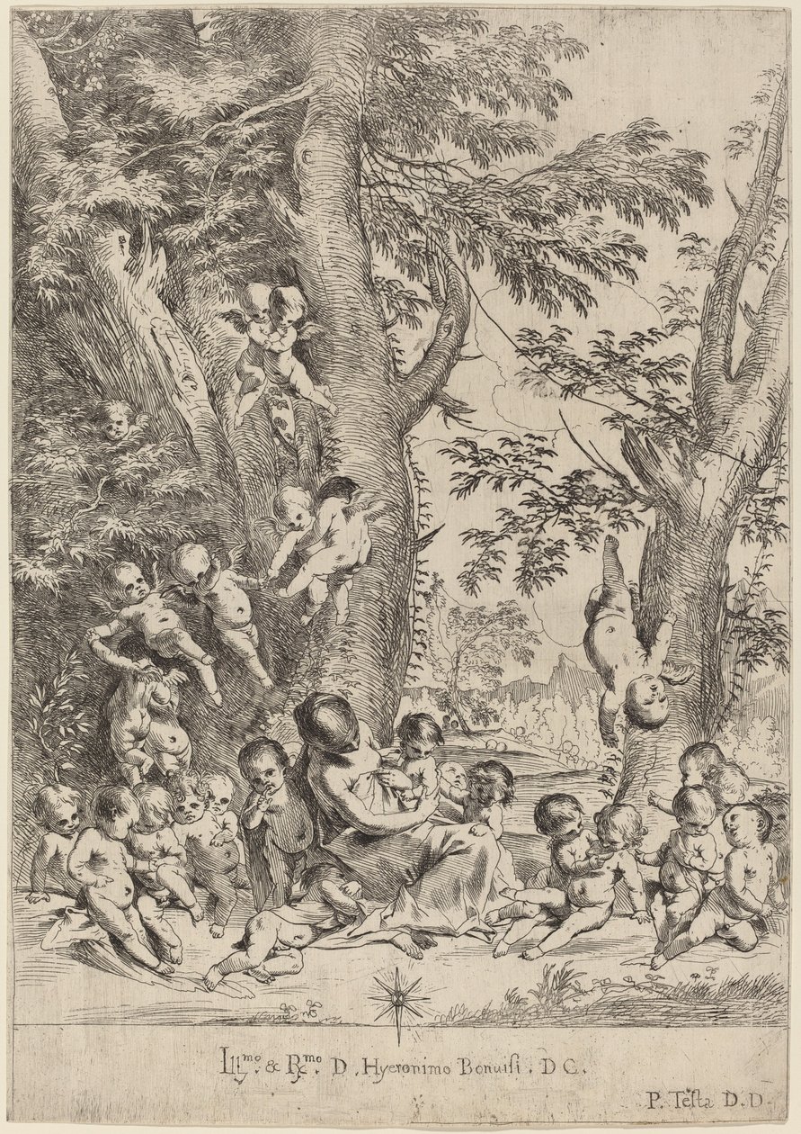 Jeune Femme, Entourée de Cupidons (Le Jardin de la Charité, version verticale) - Pietro Testa