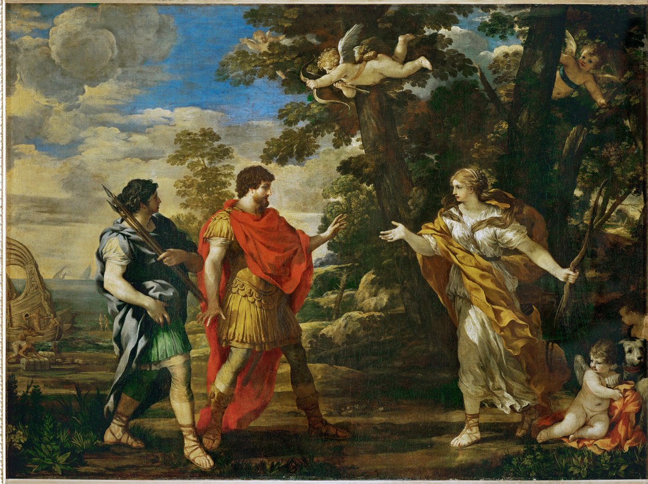 Venus en chasseresse apparait a Enee - Venus, hunting, appears to Aeneas ... - Pietro da (1596-1669) Cortona