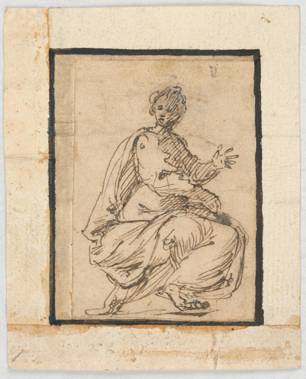 Page de carnet de croquis : Figure allégorique - Pietro da Cortona