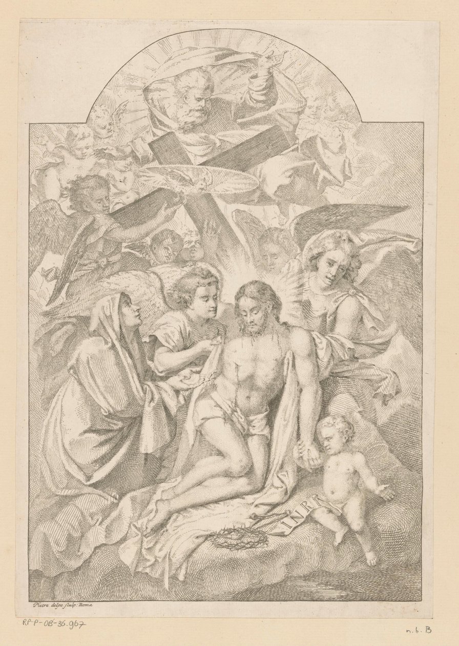 La Sainte Trinité avec Marie, instruments de la Passion et anges - Pietro del Po