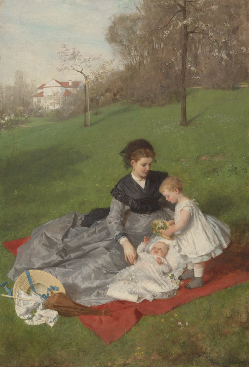 Mère et enfants | Pál Szinyei Merse | Estampe d'art