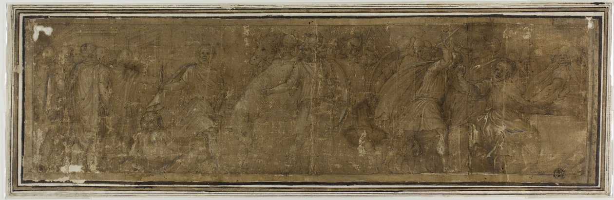 Mucius Scaevola traversant le Tibre, ayant l