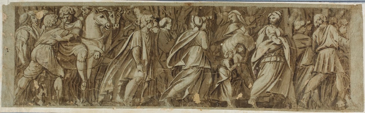 Les Sabines traversant le Tibre pour assister aux jeux romains - Polidoro da Caravaggio
