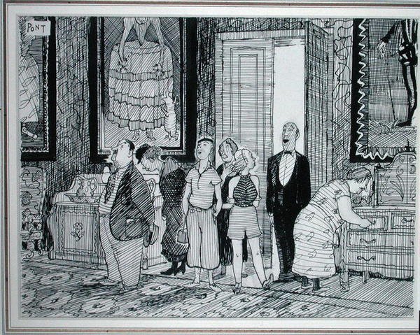 Le caractère britannique : vif intérêt pour les maisons historiques, illustration de Punch, publiée le 8 juillet 1936 - Pont