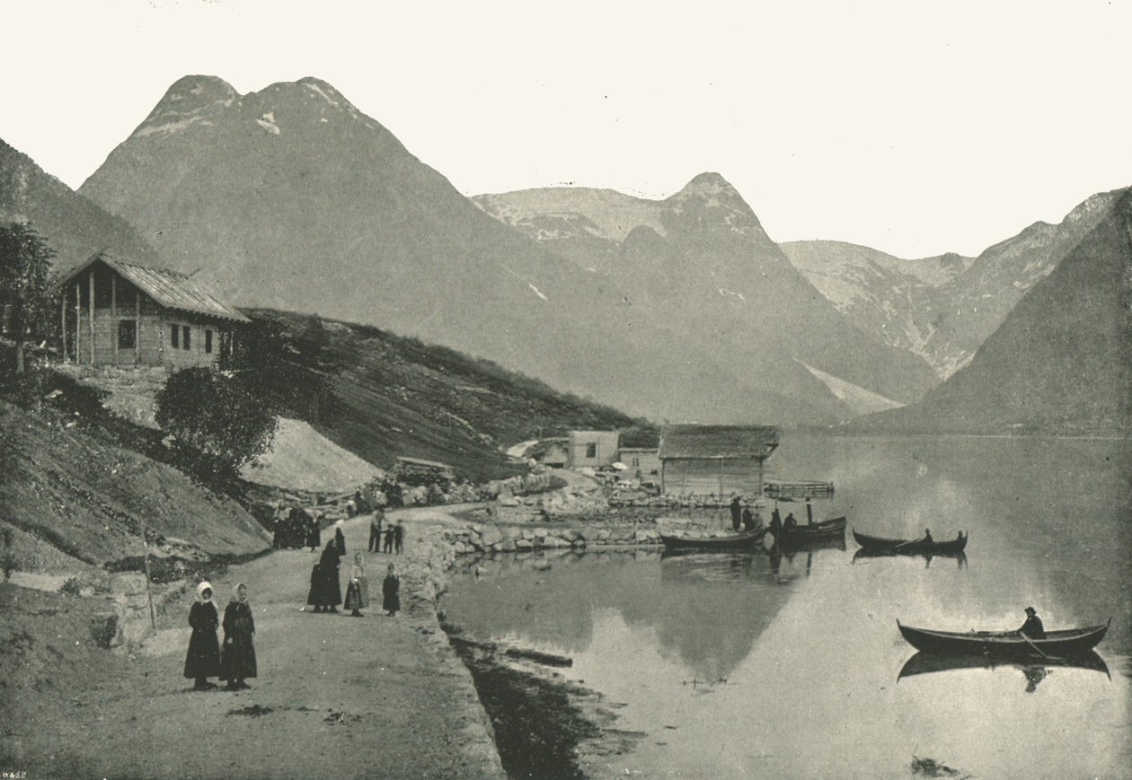 Mundal, sur le Fjaerlandsfjorden, Sogn, Norvège, 1895 - Poulton and Co