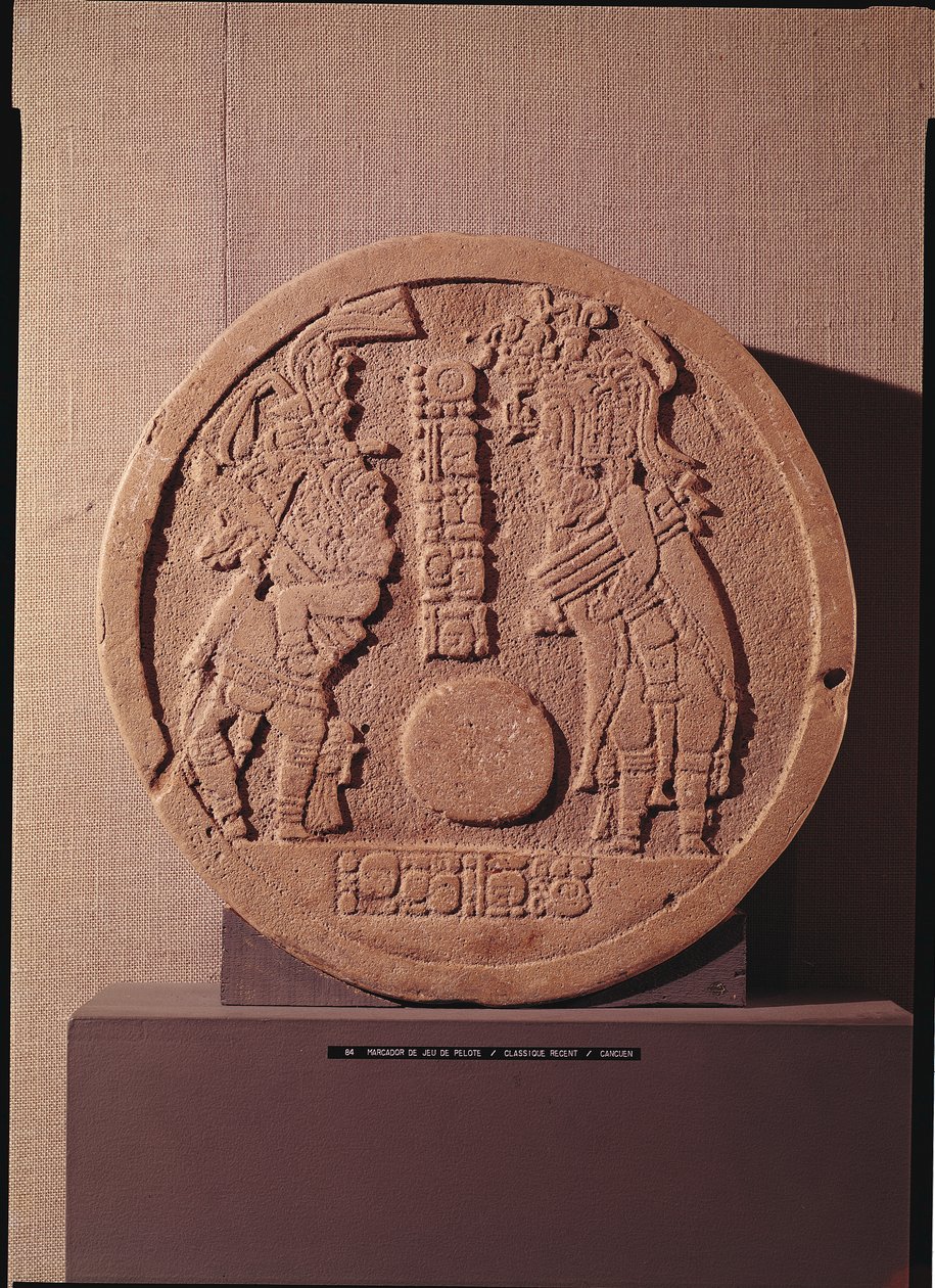 Marqueur de pelote représentant deux joueurs, Maya, du Guatemala, 600-950 - Pre Columbian