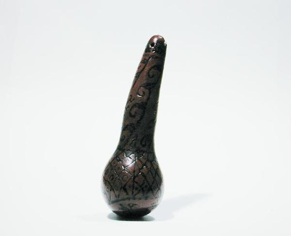 Conteneur de coca avec décoration brûlée, Chancay (gourde) - Pre Columbian Pre Columbian