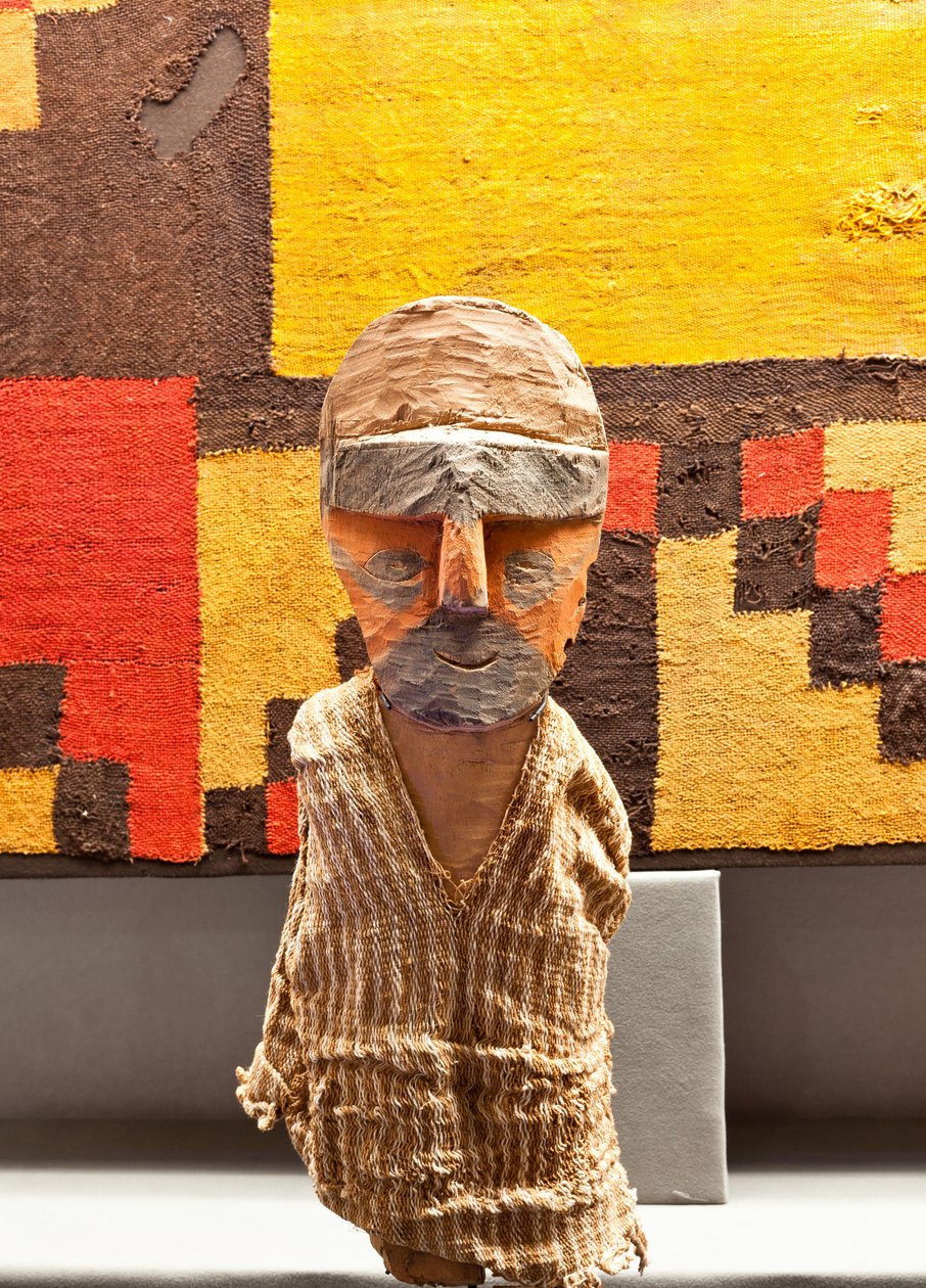 Statuette funéraire/ Pérou, culture Chancay (Bois peint, fibre textile) - Precolombian Precolombian