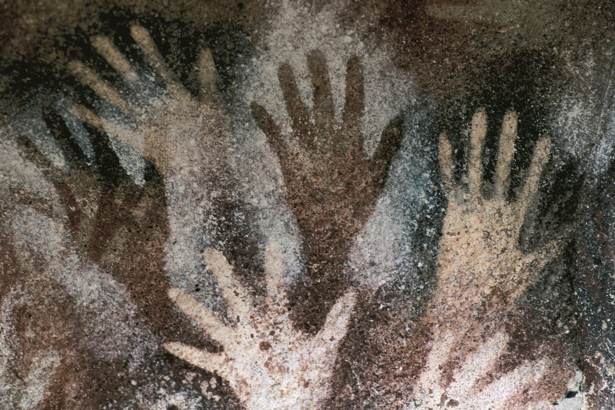 Art rupestre de la Préhistoire : grotte avec trace de mains. Période néolithique, Grotte des Mains. Argentine, Santa Cruz - Prehistoric Prehistoric