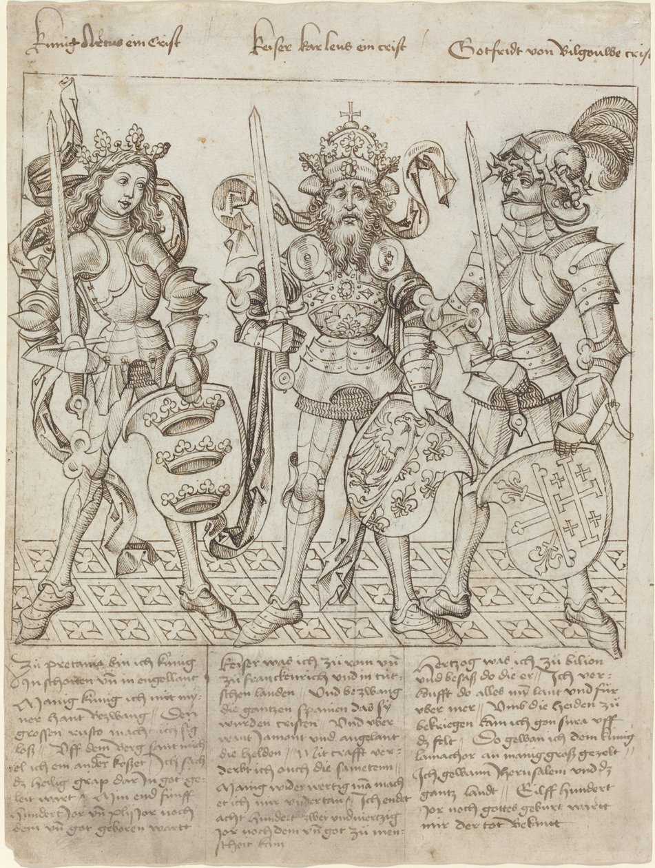 Roi Arthur, Charlemagne et Godefroy de Bouillon - Primary Master of the Strassburg Chronicle