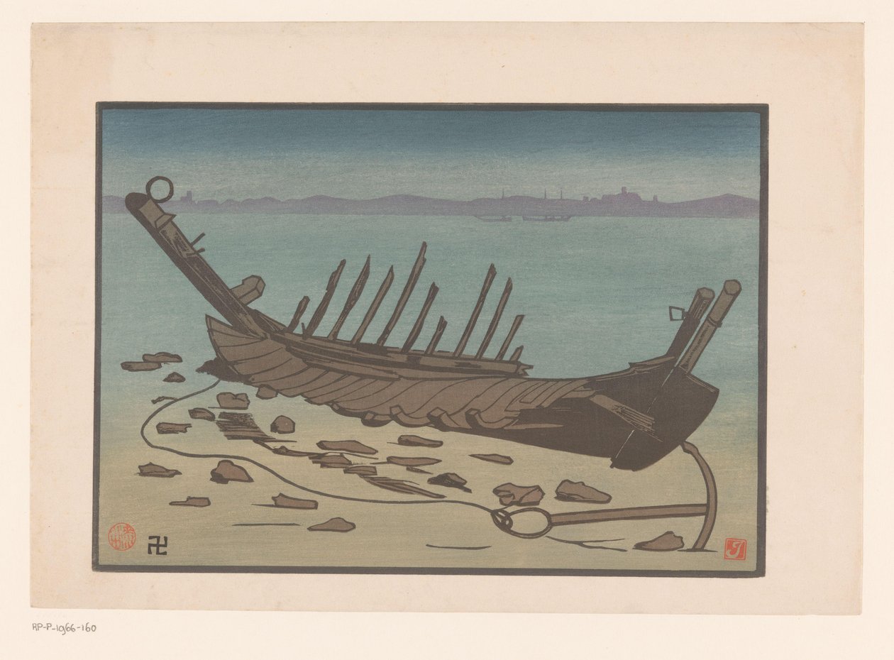 Épave de canot sur la plage de Cancale - Prosper Alphonse Isaac