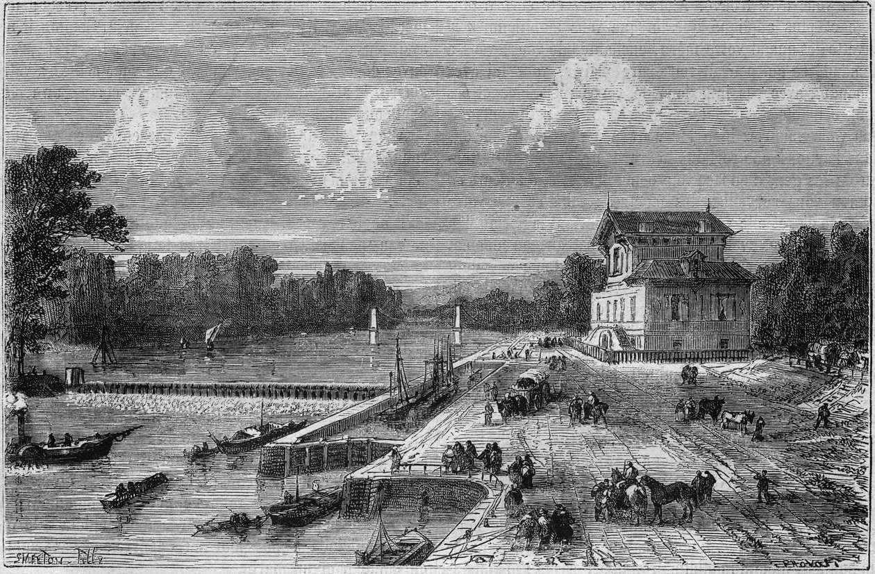 Vue du barrage sur la Seine à Suresnes - Provost Provost