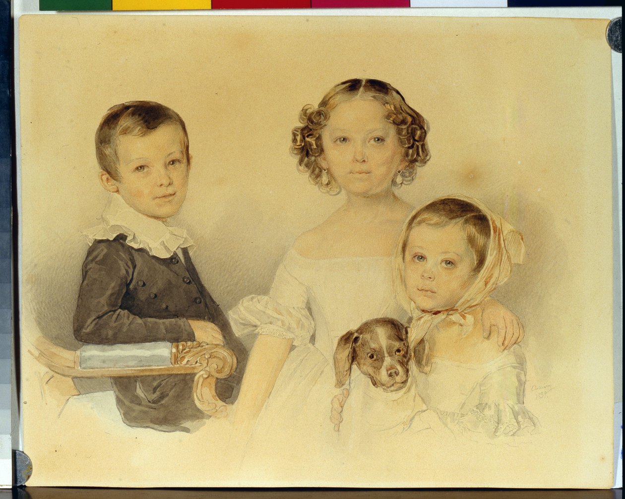 Portrait des enfants Lanskoy - Pyotr Fyodorovich Sokolov