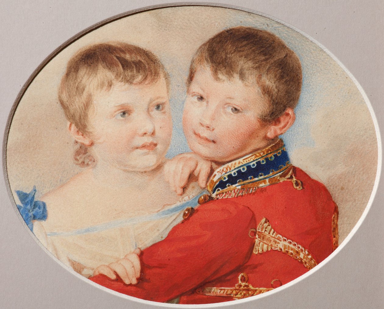 Portrait du prince héritier Alexandre Nikolaïevitch et de la grande-duchesse Maria Nikolaïevna enfants, 1825 - Pyotr Fyodorovich Sokolov