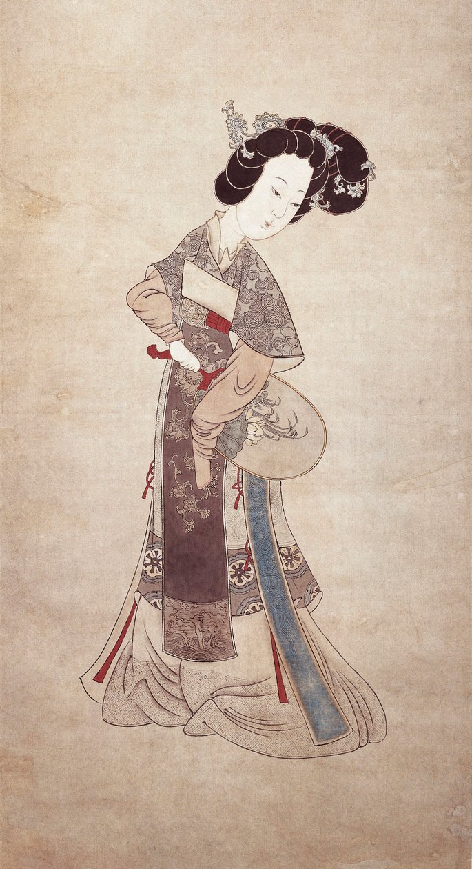 Dame de Chine, par Ren Shyong (peinture sur soie) - Qing Dynasty Chinese School