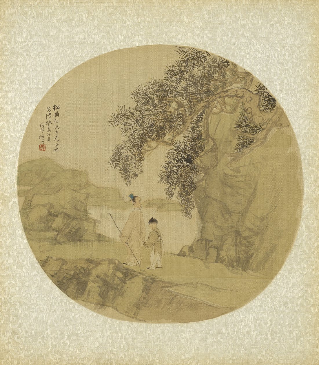 Paysage avec figures, 1883 - Qing Dynasty Chinese School
