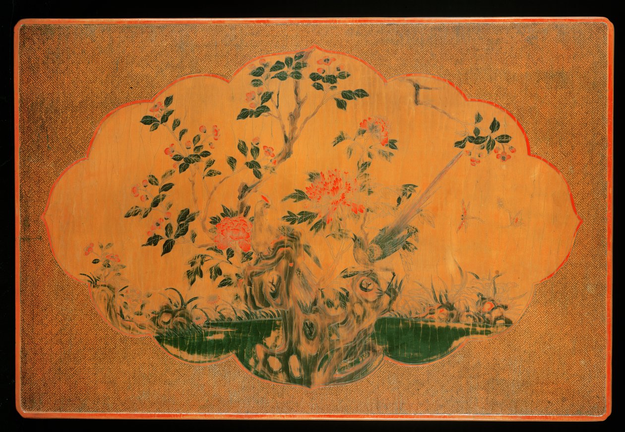 Plateau de table, période Kangxi (1662-1722) (bois laqué et toile de chanvre) - Qing Dynasty Chinese School