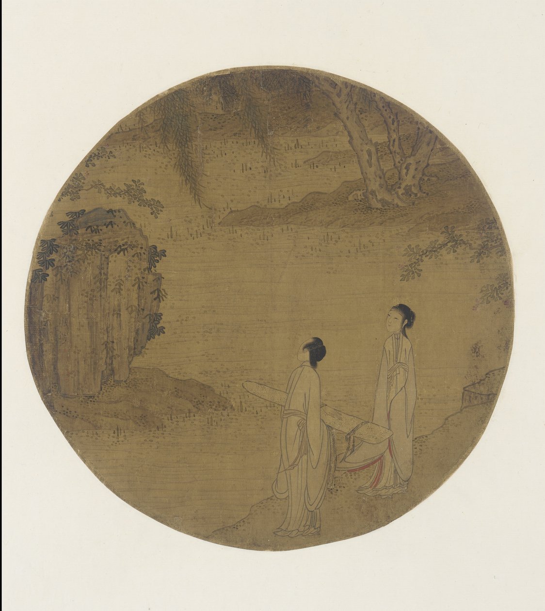 Deux femmes avec un qin (cithare) - Qing Dynasty Chinese School