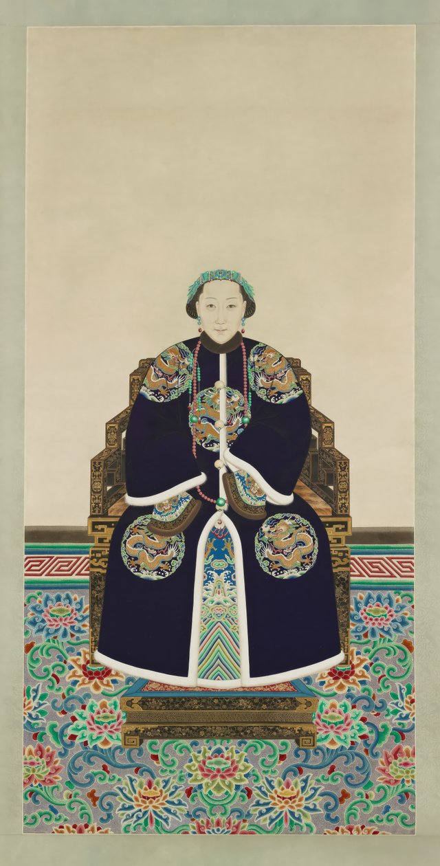 Portrait de Lady Hejia, épouse secondaire du prince Zaizhi (1839-1880) (encre et couleur sur papier) - Qing dynasty Chinese School