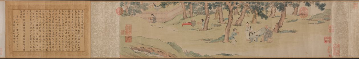 Zhao Mengfu Écrivant le Sutra du Cœur (Hridaya) en Échange de Thé - Qiu Ying
