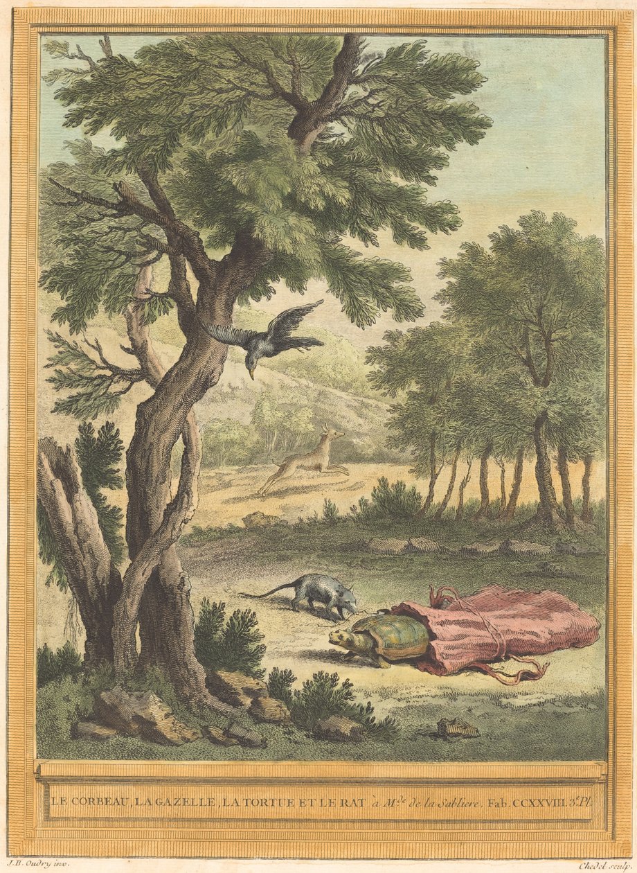 Le corbeau, la gazelle, la tortue et le rat - Quentin Pierre Chedel after Jean Baptiste Oudry