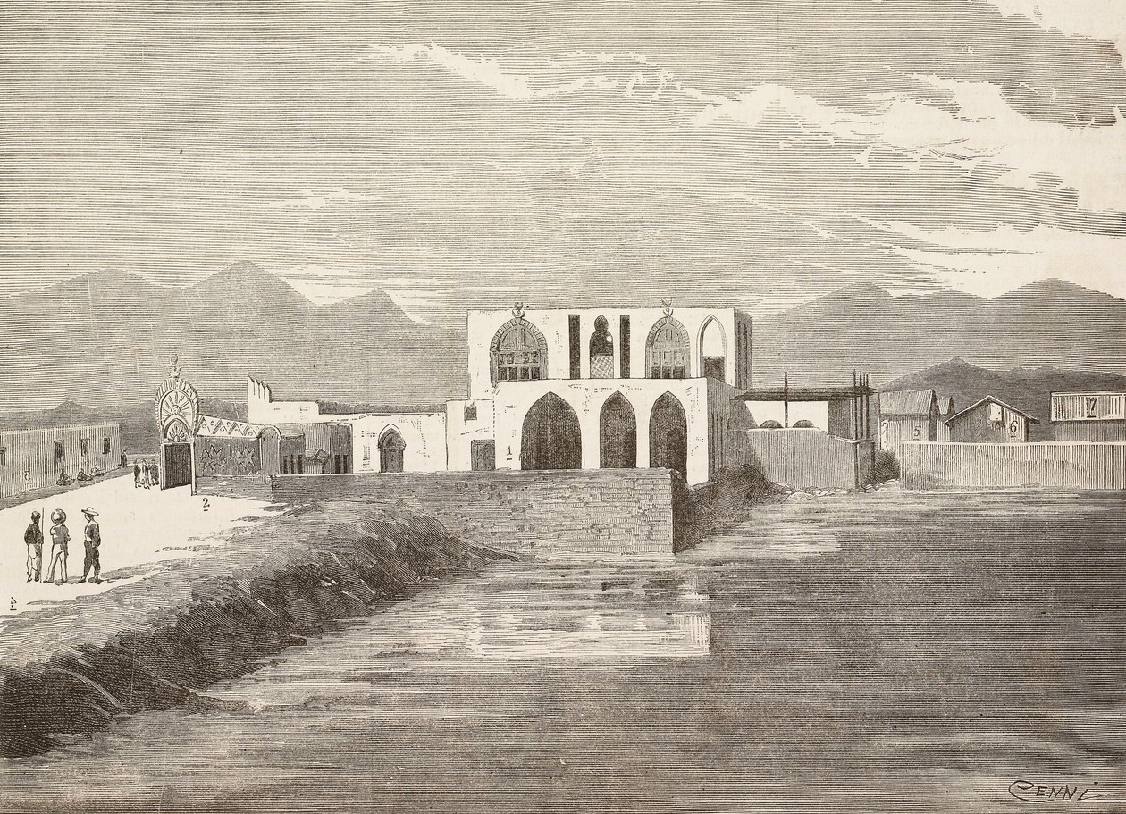 Palais du vice-gouverneur italien, Massawa, Érythrée, gravure d