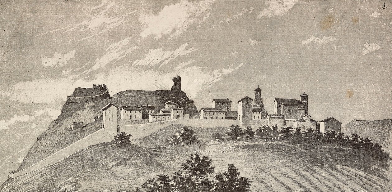La ville de San Giovanni in Galilea, Italie, gravure d