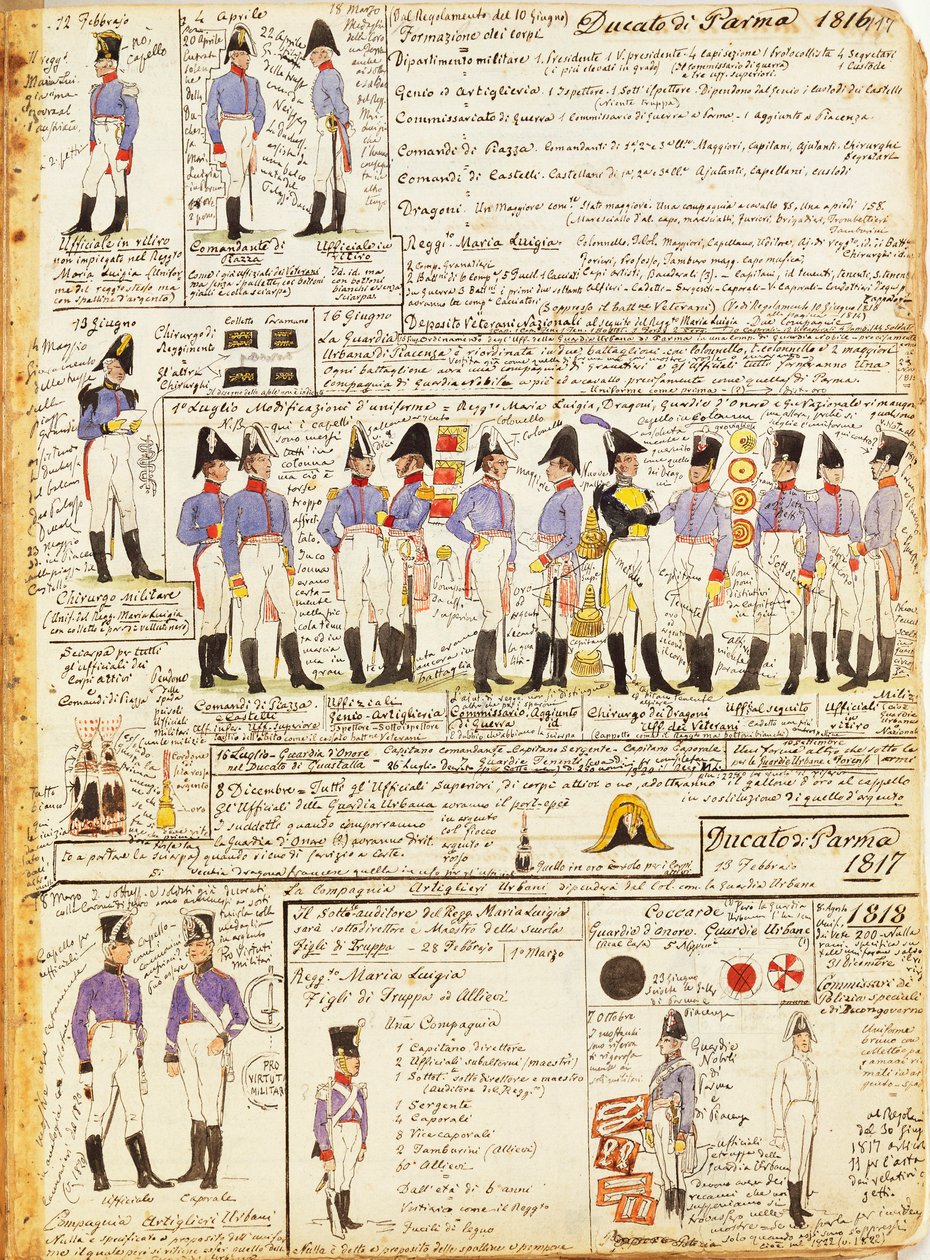 Divers uniformes du Duché de Parme - Quinto Cenni