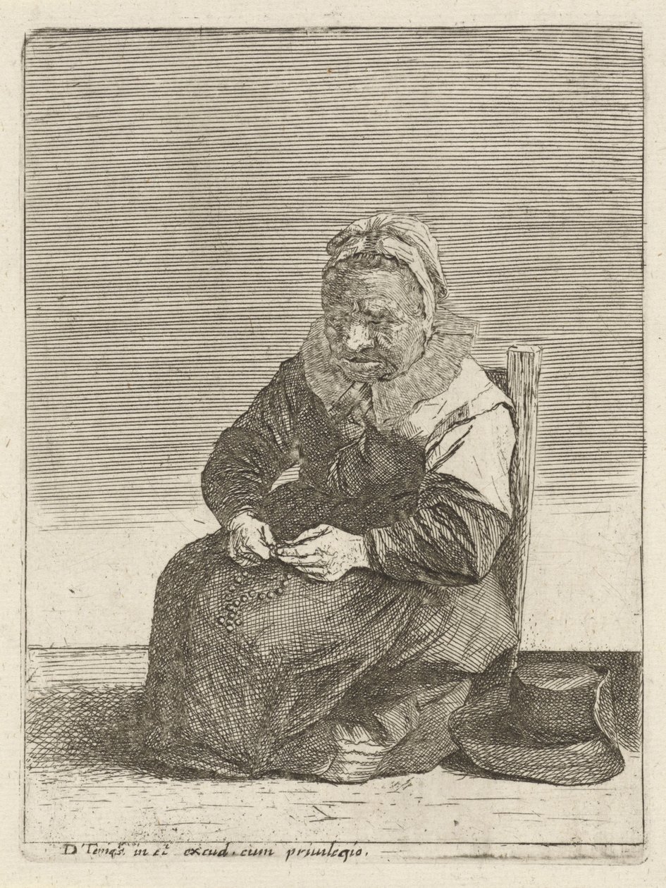Vieille femme avec un chapelet - Quirin Boel (attributed to)