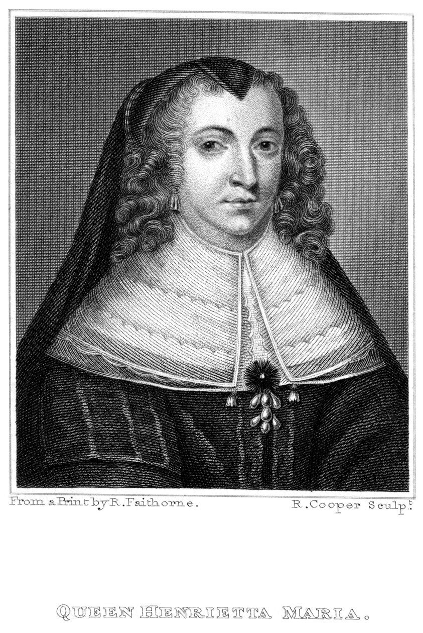Henriette Marie 1609-1669, reine consort du roi Charles Ier 1600-1649, 19e siècle - R. Cooper