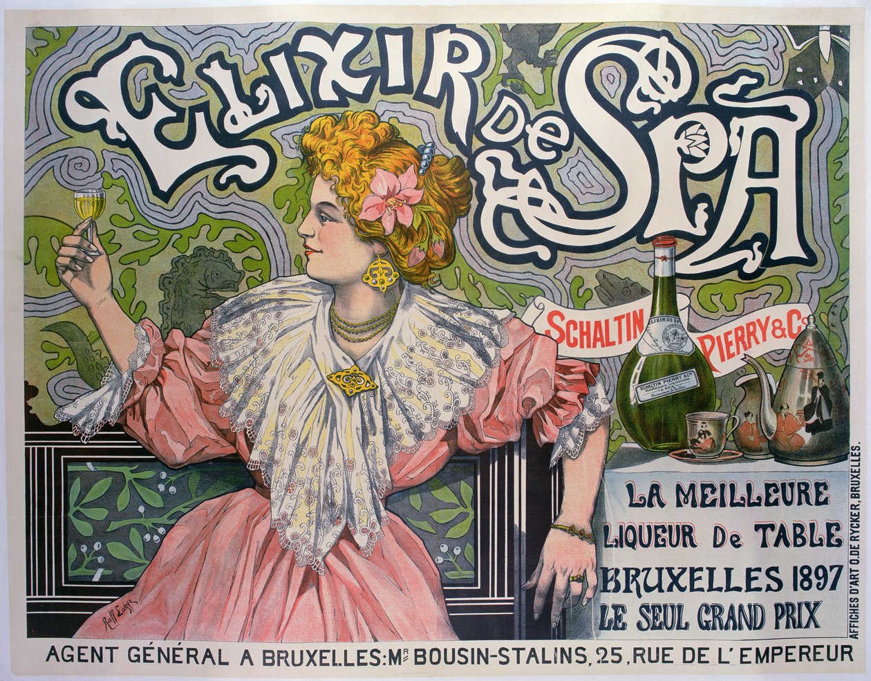 Affiche publicitaire pour la liqueur belge 