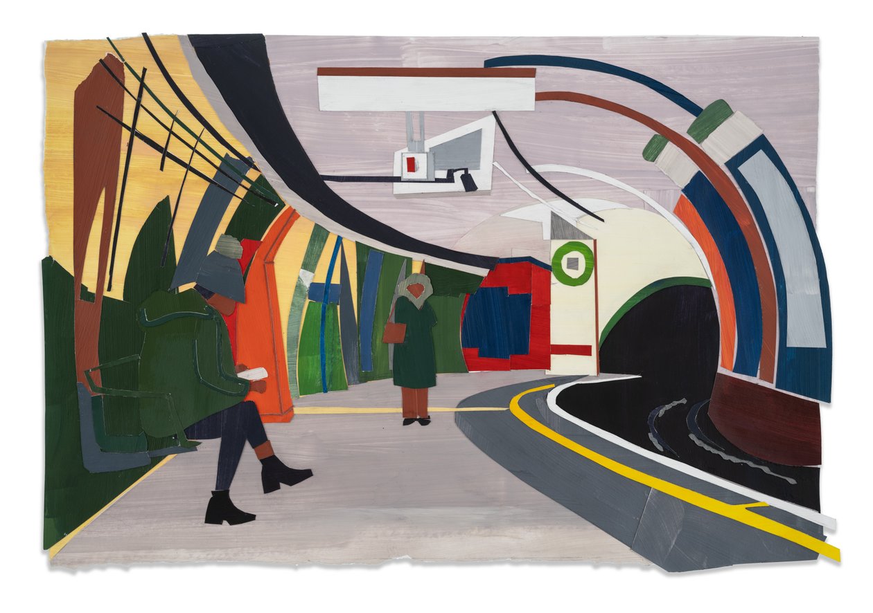 Hampstead Tube, 2023 (acrylique et collage sur papier) - Raina Goran