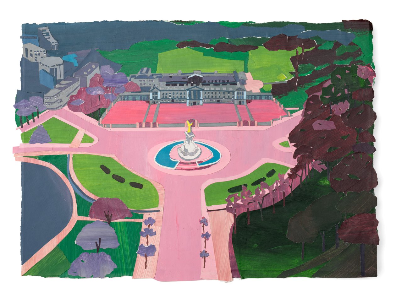 The Mall, 2020 (acrylique et collage sur papier) - Raina Goran